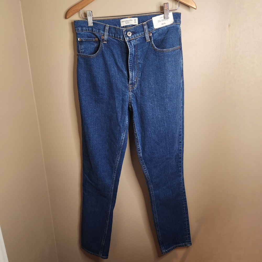Abercrombie & Fitch The Skinny High Rise Jeans 28 6L Medium Wash Blue Denim